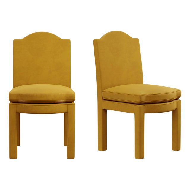 Turmeric Velvet Leo Dining Chairs by Ceraudo, Set of 2 For Sale