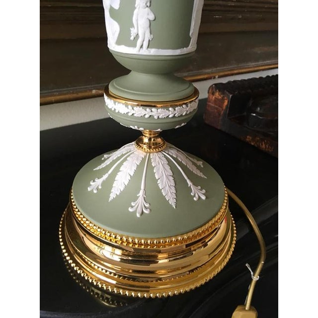 Postmodern Green Porcelain and Brass Table Lamp, Italy, 1970s For Sale - Image 15 of 18