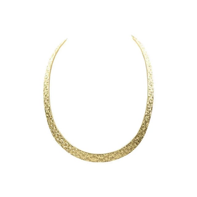 Gold Textured Gold Plated Sterling Silver Necklace For Sale - Image 8 of 9