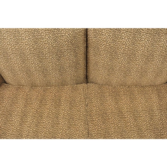 Wood Vintage French Country Louis XV Carved Walnut Cheetah Print Wingback Sofa Settee For Sale - Image 7 of 12
