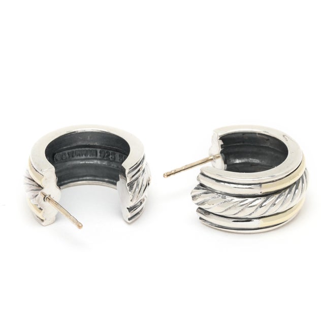Length: .75 in. Width: .38 in. Weight: 6.9 dwts. / 10.8 grams Stamps: "925 585 D Yurman" cable w/ pouch SKU: E4060 A...