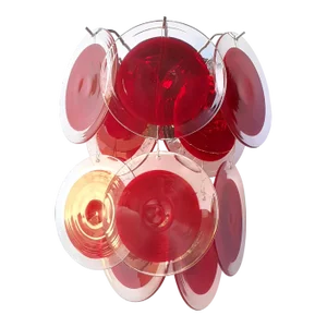 Red Murano Glass "Disc" 2 Level Wall Light Sconce