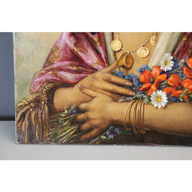 1950s Alain David, The Woman with the Bouquet, 1950s, Oil on Canvas For Sale - Image 5 of 10