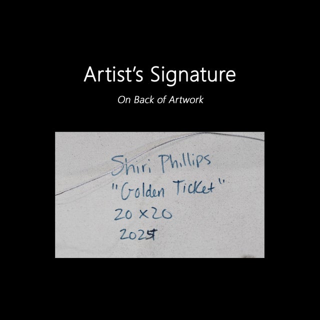 Golden Ticket - Original Textural Abstract Acrylic Painting on Canvas by Shiri Phillips For Sale - Image 9 of 9