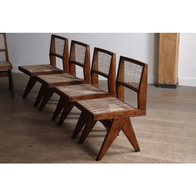 Office Cane Chairs from Pierre Jeanneret, India, 1950s, Set of 8 For Sale - Image 11 of 18