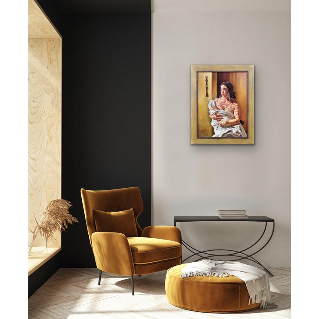 Elin Sian Blake, First Light, Mother & Baby with Welsh Blanket, 21st Century, Oil on Canvas For Sale - Image 14 of 18
