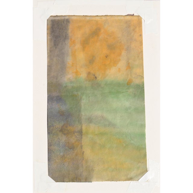 Abstract watercolor Fragment of a sunset over a field by Irene Pattinson (American, 20th Century). Tag on verso reads...