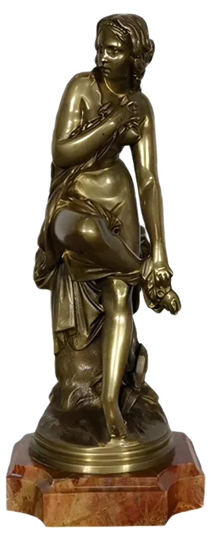 A. Carrier-Belleuse, Female Bather, Mid-19th Century, Bronze