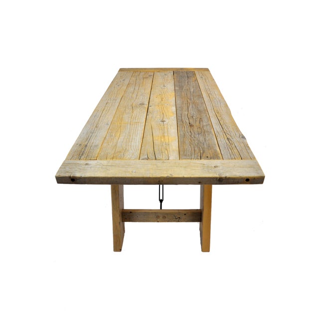 Salvaged Industrial Wood Table with Metal Elements Chairish