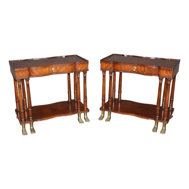 Pair of Georgian Style Brass Mounted Side Tables Attributed to Johnathan Charles For Sale