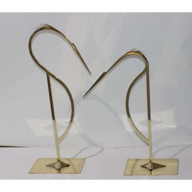 Mid-Century Modern 1960s-70s Brass Stylized Egret Figures - a Set of 2 For Sale - Image 3 of 13
