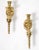 Pair of Neoclassical French Maison Jansen Style Turned and Faceted Solid Brass Candle Sconces, Wall Hurricane Lamps. The...