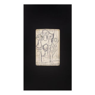 Malangatana, Children Are Birds That Fly, 1973, Pencil Drawing on Paper For Sale