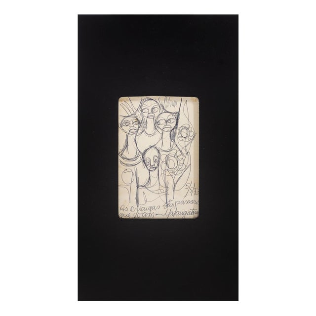 Malangatana, Children Are Birds That Fly, 1973, Pencil Drawing on Paper For Sale