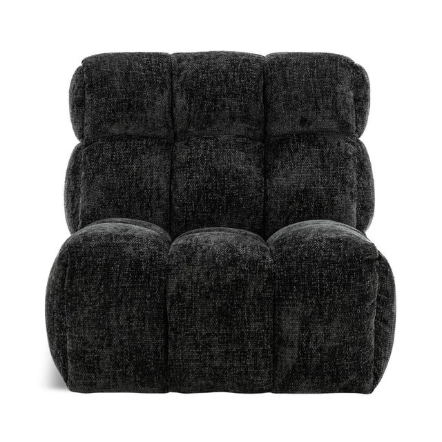 Modern chenille upholstered swivel lounge chair rich dark charcoal color. Square quilted stitching gives this piece an...