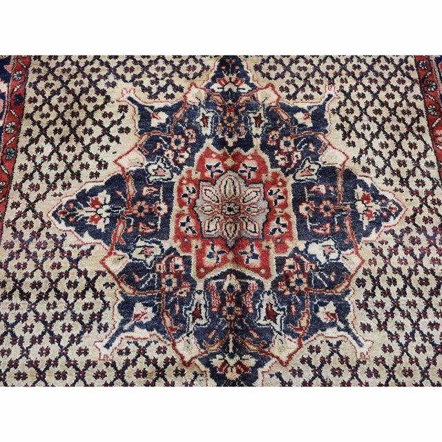 1970 Champagne Color Vintage Persian Hamadan Camel Hair Pure Wool Hand Knotted Rug For Sale - Image 10 of 11