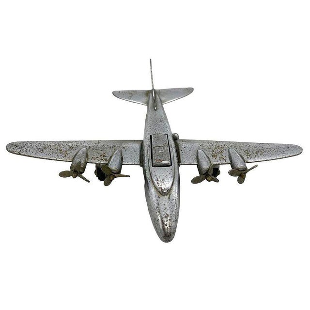 1940s Mid Century Chrome B-29 Superfortress Airplane Table Lighter by Hamilton For Sale - Image 4 of 8