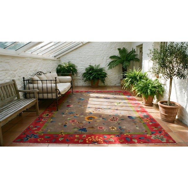 Wonderful Gray Background Antique Classic Floral Chinese Art Deco Rug For Sale - Image 15 of 15