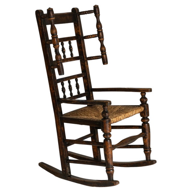 19th Century English Lancashire Ash and Elm Spindle Wingback Chair For Sale - Image 15 of 18