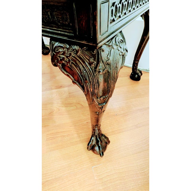 Late 20th Century Vintage English Chippendale Style Mahogany Coffee Table Ball and Claw Feet For Sale - Image 5 of 7