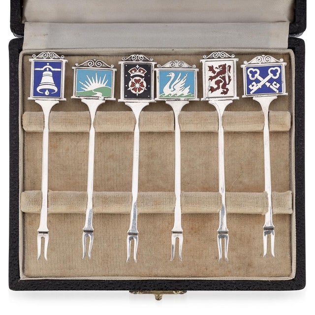 Vintage English Silver Cased Pub Sign Cocktail Picks, 1952, Set of 6 For Sale - Image 18 of 18