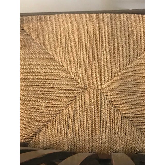 Set of 8 Dining Chairs: Tall Back Dessin Fournir Slat Back Black Hand Rubbed Ebonized Wood With Rush Seats. Set of 8 For Sale - Image 12 of 12