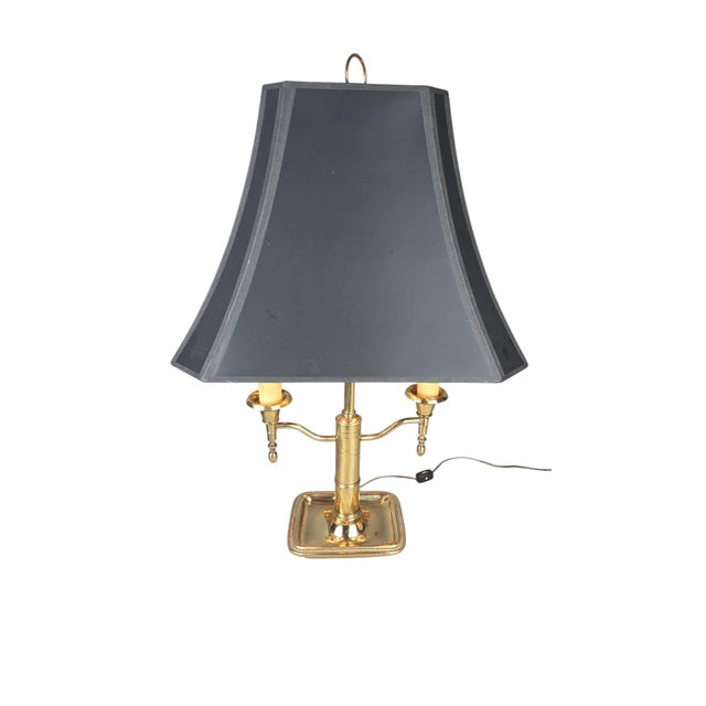 Mid 20th Century Mid 20th Century Frederick Cooper Brass Bouillotte Lamp With Black Tole Shade, Chicago For Sale - Image 5 of 11