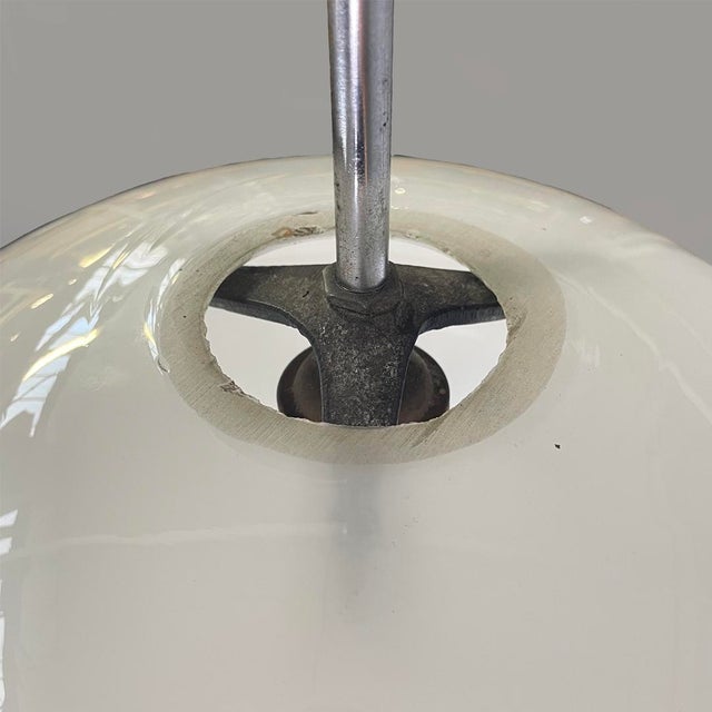 Mid-Century Modern Italian Round Opaline Glass Chandelier, 1960s For Sale - Image 6 of 16