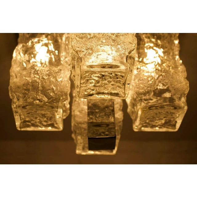 Metal Brutalist Ice Glass Ceiling Light, 1970s For Sale - Image 7 of 8