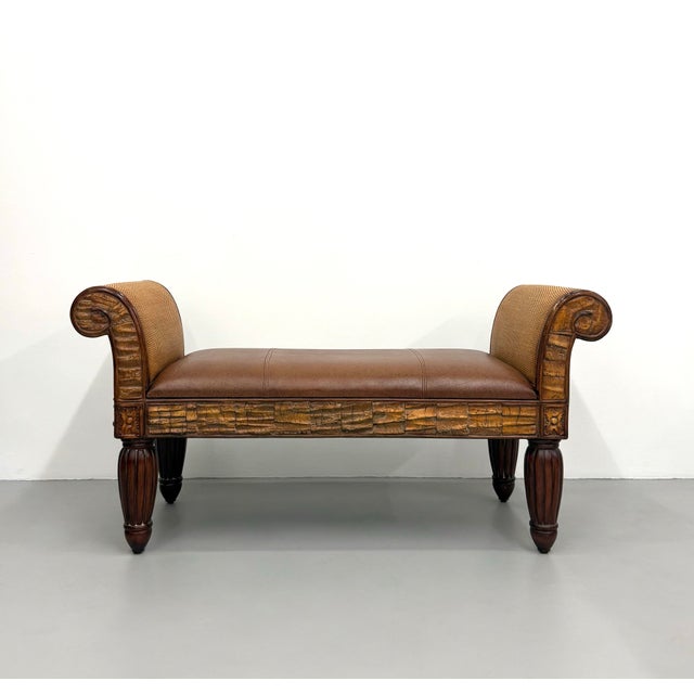 Late 20th Century Vintage Pulaski Scroll Arm Bench For Sale - Image 5 of 9