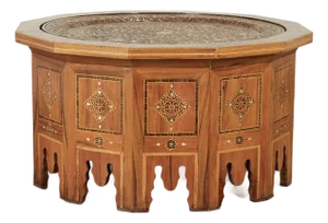Antique Moroccan Inlaid Table With Tray Top