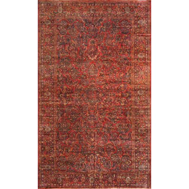 Pasargad Home Antique Sarouk Wool Area Rug-12'10" X 20' 5" , Red For Sale In New York - Image 6 of 6