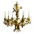 Vintage Italian Gilded Tole and Cream Enamel Floral 6-Light Chandelier For Sale