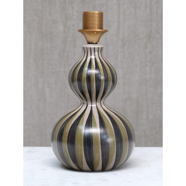 Textile Hand-Painted Ceramic Table Lamp from Eva & Johannes Andersen, Denmark, 1950s For Sale - Image 7 of 13