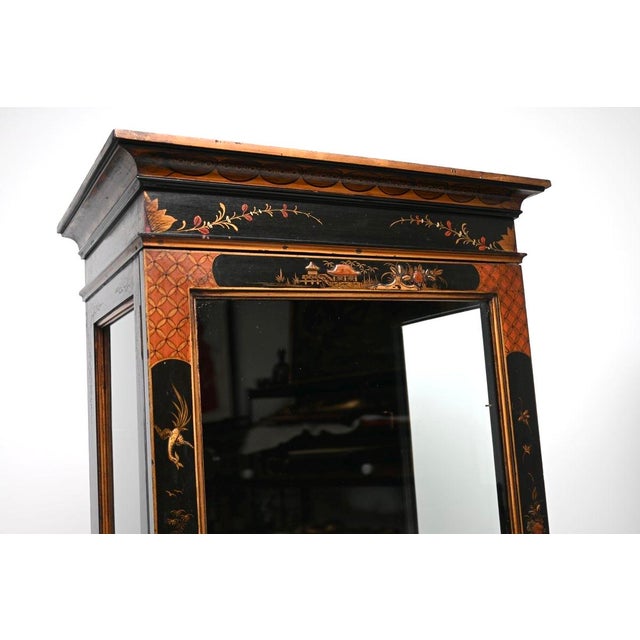 Antique Edwardian Lacquered Chinoiserie Display Cabinets, 1900, Set of 2 For Sale - Image 6 of 11