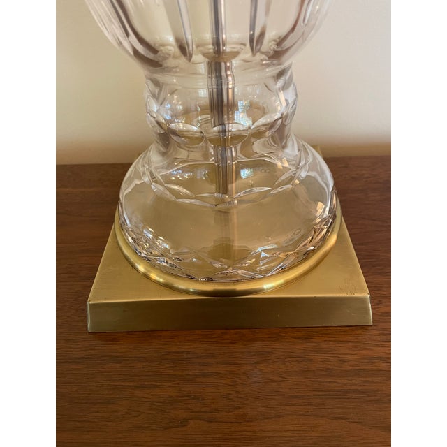 Late 20th Century Wildwood Crystal and Brass Lamp With Leaf and Vine Motif For Sale - Image 9 of 12