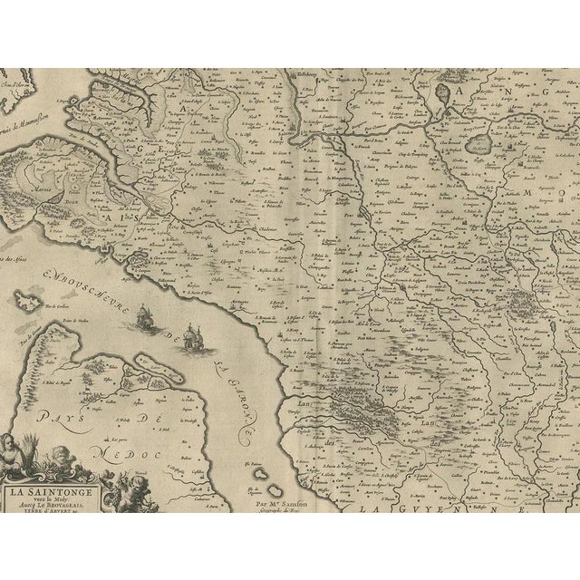 Antique Map of Saintonge attributed to Janssonius, 1657 For Sale - Image 4 of 5