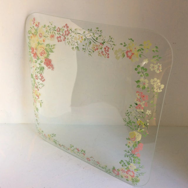 Dorothy Thorpe California Wild Flower Glass Square Serving Platter For Sale - Image 11 of 13