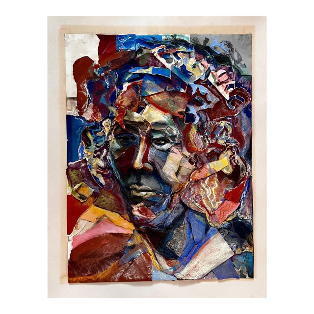 Pastel Collage Portrait of "David" by artist Sheila R. Gold, 1974 For Sale