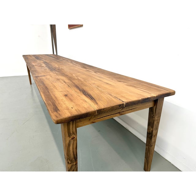 Brown Farmhouse Table in Pine with Spindle Legs, 1950s For Sale - Image 8 of 18