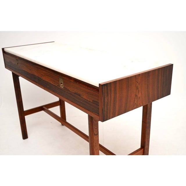 Brown Vintage Console Table with Marble Top by Robert Heritage for Archie Shine, 1960 For Sale - Image 8 of 11