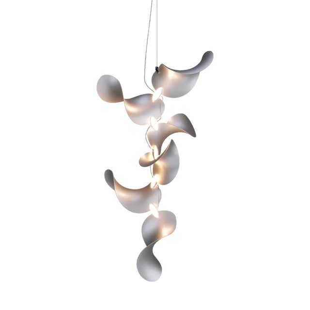 Dune 6 Vertical Cluster Light with Silver Anodized Shades by Daniel Becker For Sale