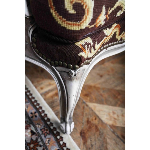 Louis XV High-Backed Armchairs and Ottoman, Set of 3 For Sale - Image 6 of 9
