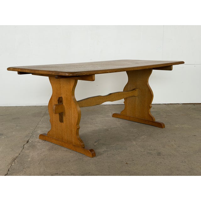 Danish Oak Extension Trestle Dining Table in the manner of Henning Kjærnulf For Sale - Image 14 of 14