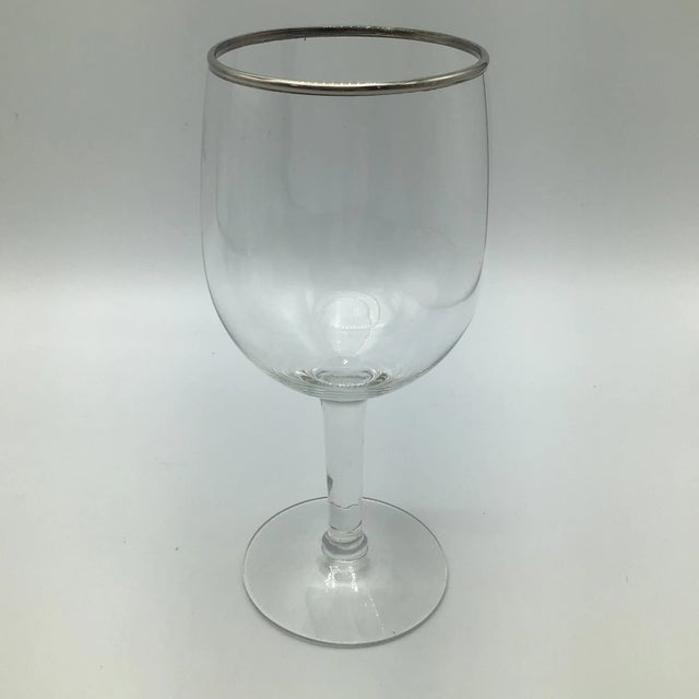 Vintage thin crystal platinum rim wine/water glasses by unknown manufacturer.