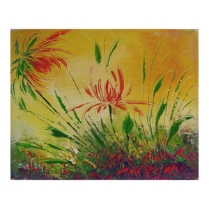 Late 20th Century Modernist Wildflower Garden Painting