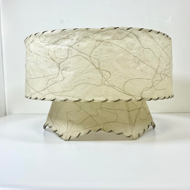 1940s Vintage Boho Chic Arts & Crafts 2 Tier Scalloped Edge Fiberglass Lamp Shade For Sale - Image 4 of 9