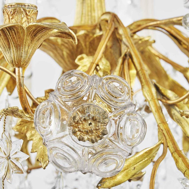 Antique French Gilt Chandelier with Crystals For Sale - Image 10 of 12