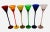 Vintage Colorful Stemware Tall Glass Flutes Set of 6 includes Red, Orange, Amber, Green, Blue, Purple