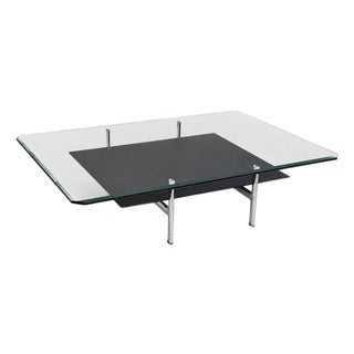 1980s Antonio Citterio for B&b Italia Leather, Aluminum & Glass Coffee Table For Sale